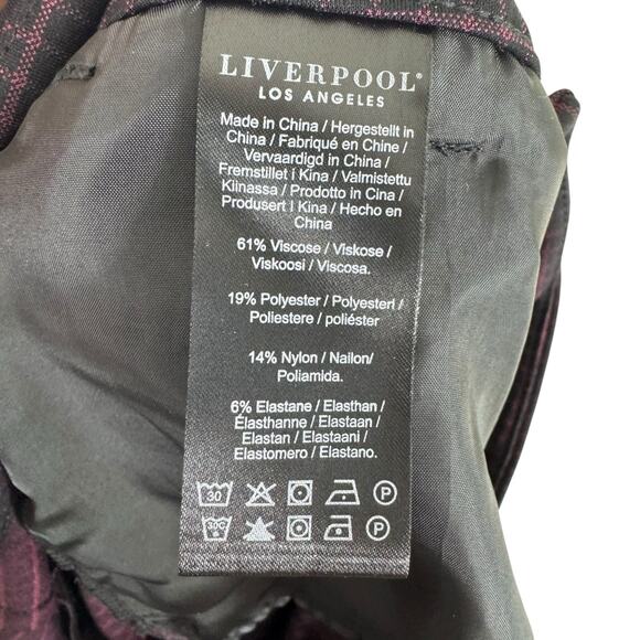 Liverpool NWT Black Burgundy Checkered High Rise Straight Leg Trousers 12 Tall - Picture 8 of 9